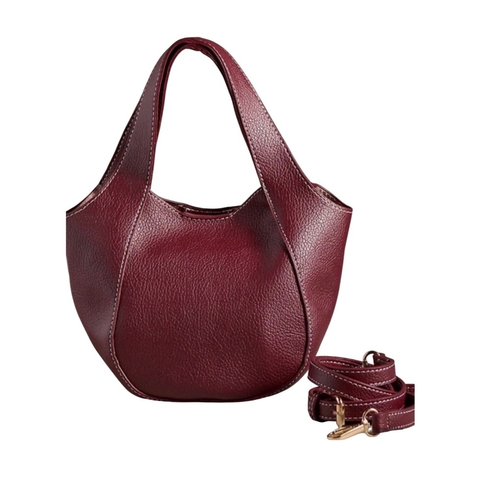 Anthropologie $98  Burgundy Leather Mini Hobo Bag with Crossbody Strap NEW